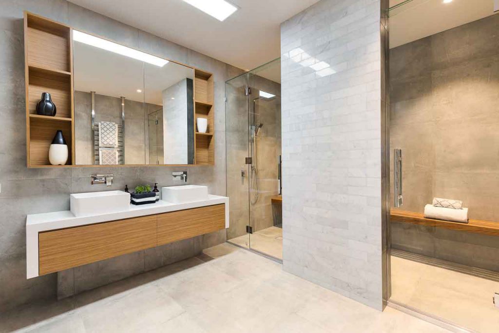 Neubau Gebäude Badezimmer mit Dusche und WC